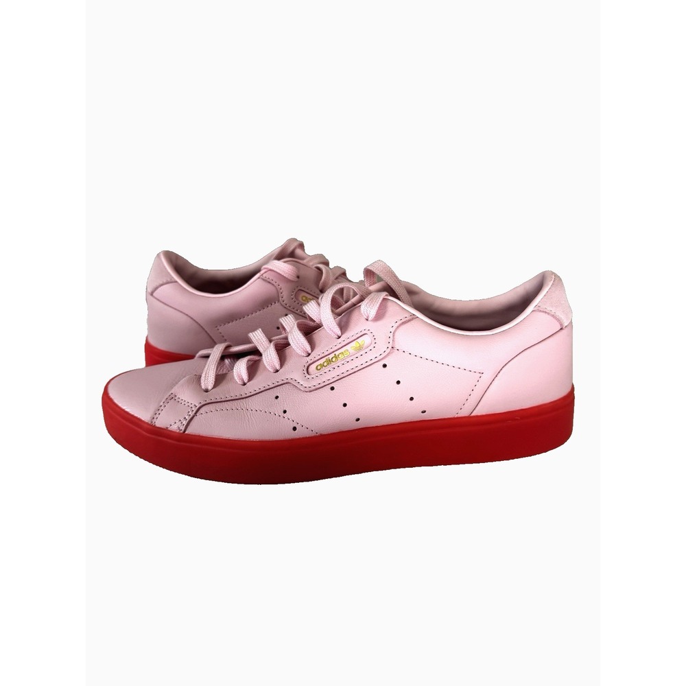 Adidas Originals Sleek Womens Size 9.5 Pink Red Athletic Leather Shoes Sneakers